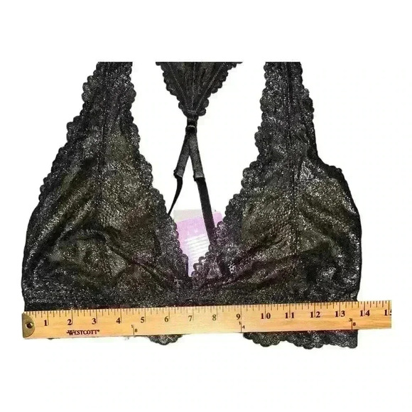 Savage X Fenty Shimmer Floral Lace Racerback Bralette, Large - Picture 5 of 6